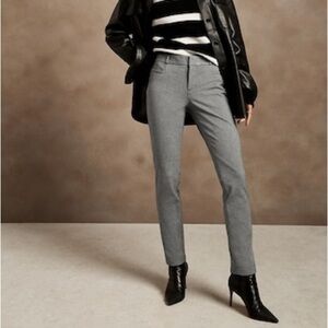 Banana Republic Sloan Fit Jacquard Ankle Pants Gray White Dot Preppy Pattern Sz4